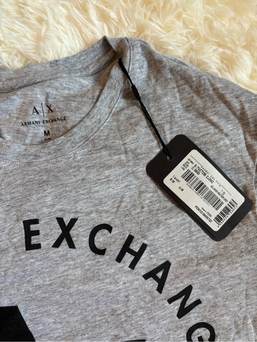 NWT Armani Exchange AX Logo Tee Men’s M Heather Grey Graphic Crew - Picture 3 of 5